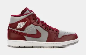 Air Jordan 1 Retro Mid Cherrywood Red Mens Lifestyle Shoes (Grey/Red) Free Shipping