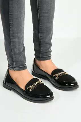 Ariee Diamante Detail Loafers in Black