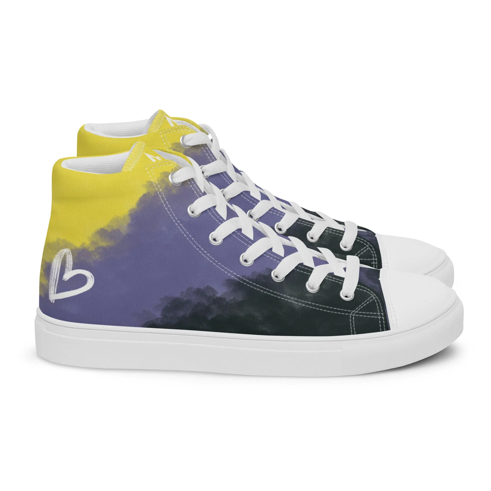 Cloudy Non-Binary High Top Canvas Shoes (Masc Sizing)