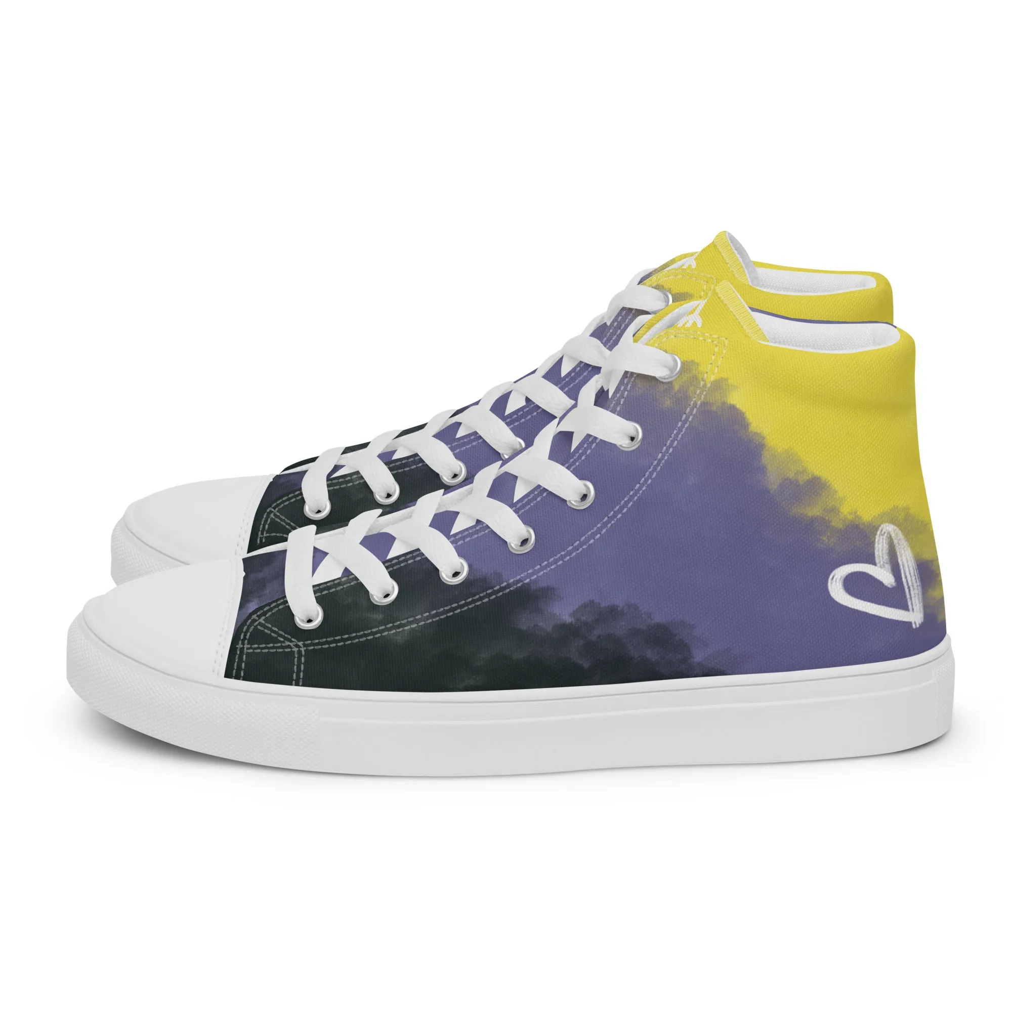 Cloudy Non-Binary High Top Canvas Shoes (Masc Sizing)