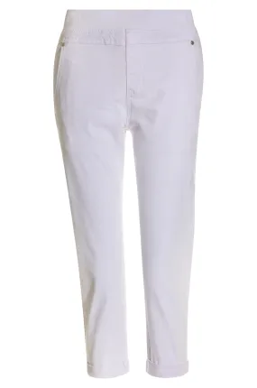 Coloured Cotton Blend Mid Calf Pant | WHITE | 6922AR