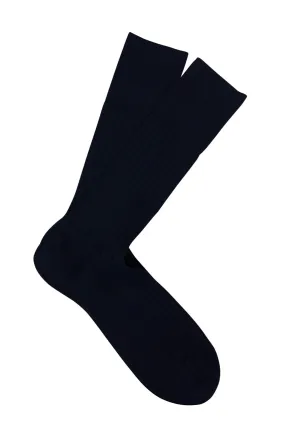 Marcoliani Navy Mid Calf Cotton Dress Socks