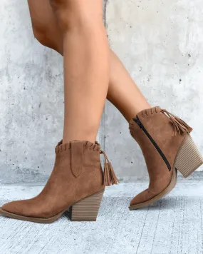 Retro Tassel Zipper Chunky Heel Ankle Boots