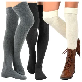 TeeHee Socks Women's Casual Acrylic Over the Knee Assorted 3-Pack (10859)